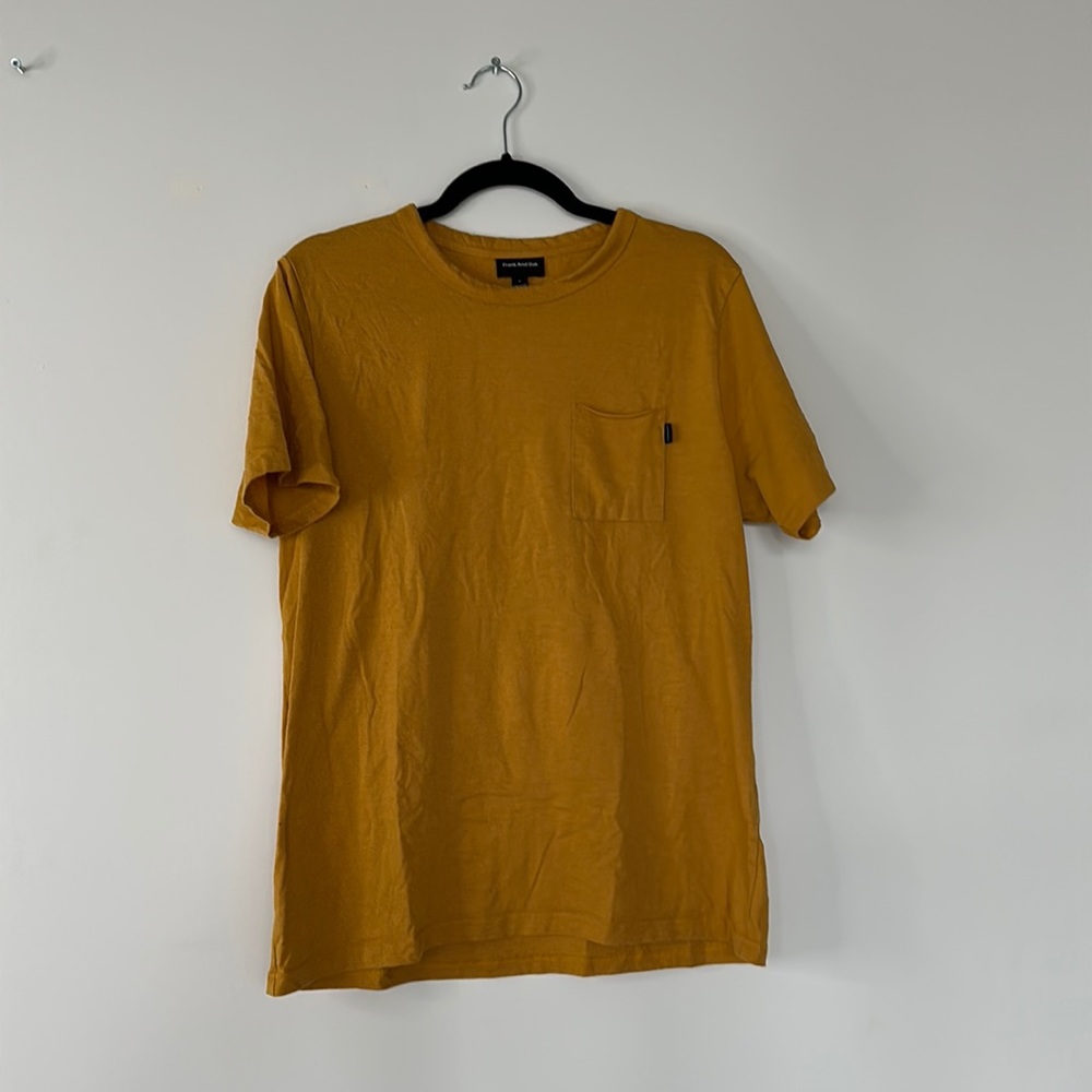 Frank and Oak Mustard Yellow Short Sleeve cotton t-shirt